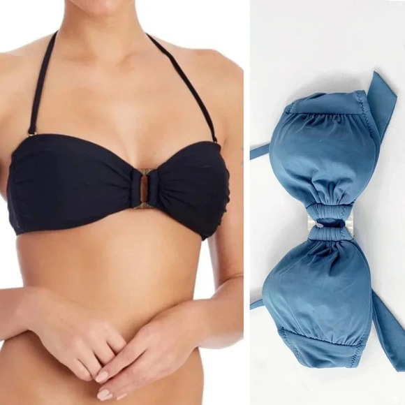 New HELEN JON Shell Bandeau Bikini Swim Top Slate Blue Size XS - Picture 10 of 10
